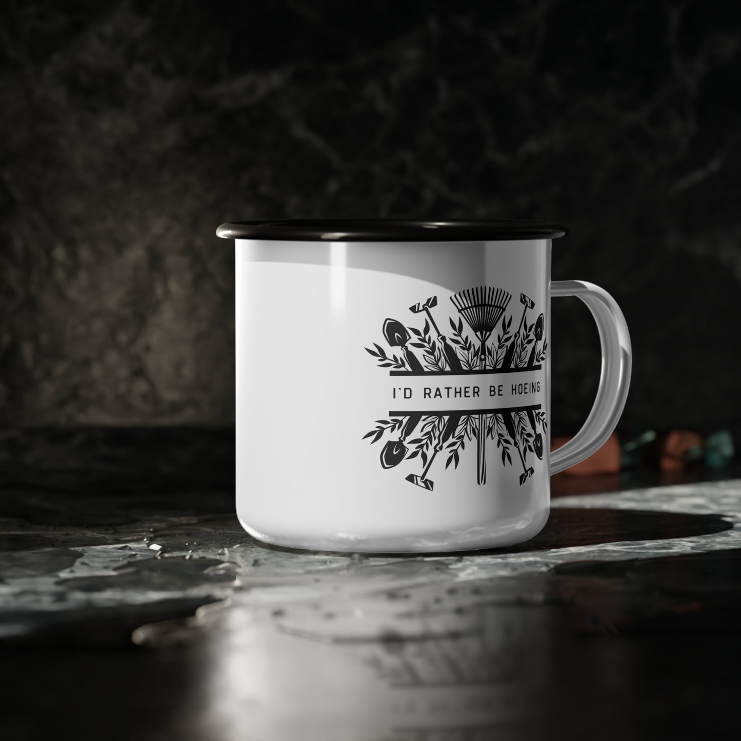 I'd Rather Be Hoeing Enamel Mug