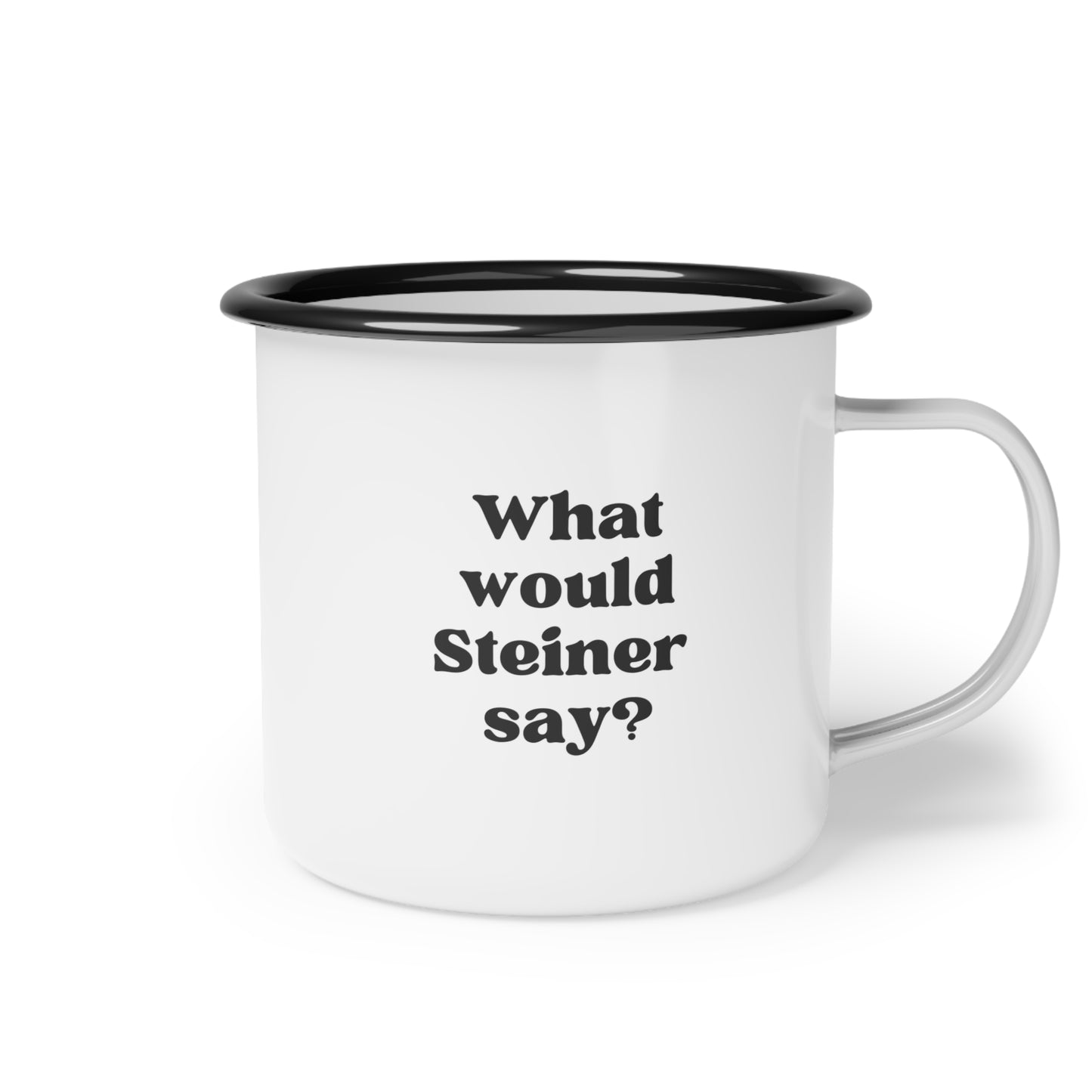 What Would Steiner Say Enamel Mug