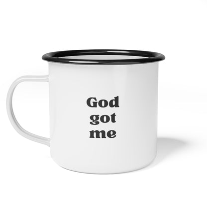 God Got Me Enamel Mug