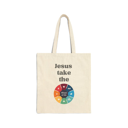 Jesus Take The Wheel Cotton Canvas Tote Bag